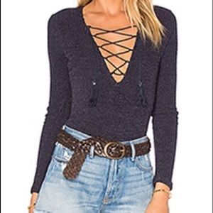 Revolve Glamorous Lace Up bodysuit (NWOT)